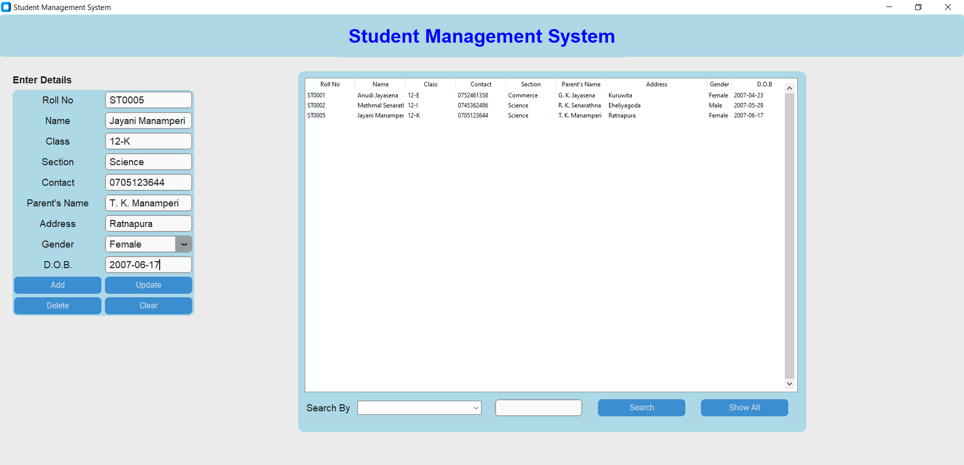 Student Management System (Desktop App)
